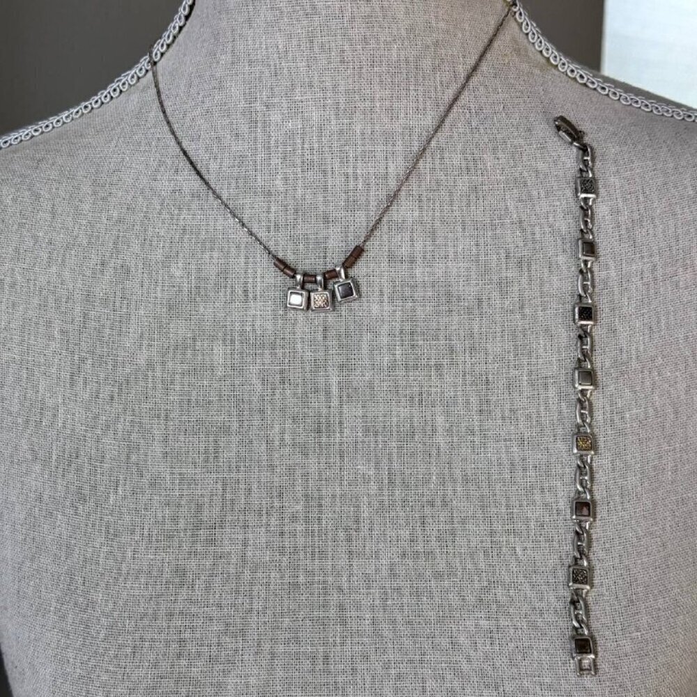 Vintage Silver-Tone Chain Necklace & Bracelet Set – Boho Street Style Vibes!